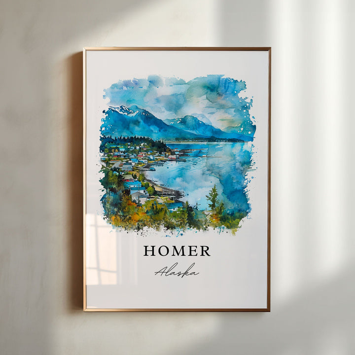 Homer Alaska Wall Art, Homer Print, Kachemak Bay Watercolor, Homer AK Gift,