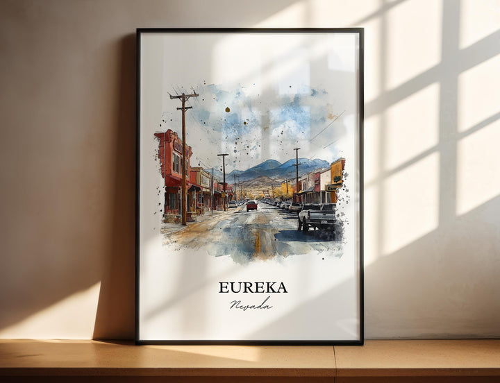 Eureka NV Wall Art, Eureka Nevada Print, Nevada Watercolor, Eureka Nevada Gift, Travel Print, Travel Poster, Housewarming Gift
