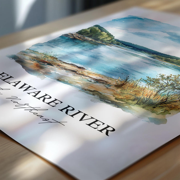 Delaware River Wall Art, Delaware Print, Delaware Watercolor Art, Delaware River Gift, Travel Print, Travel Poster, Housewarming Gift