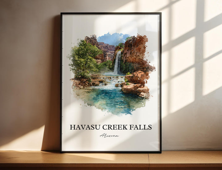 Havasu Creek Falls Wall Art, Grand Canyon Print, Arizona Artwork, Havasu Falls Gift, Travel Print, Travel Poster, Housewarming Gift