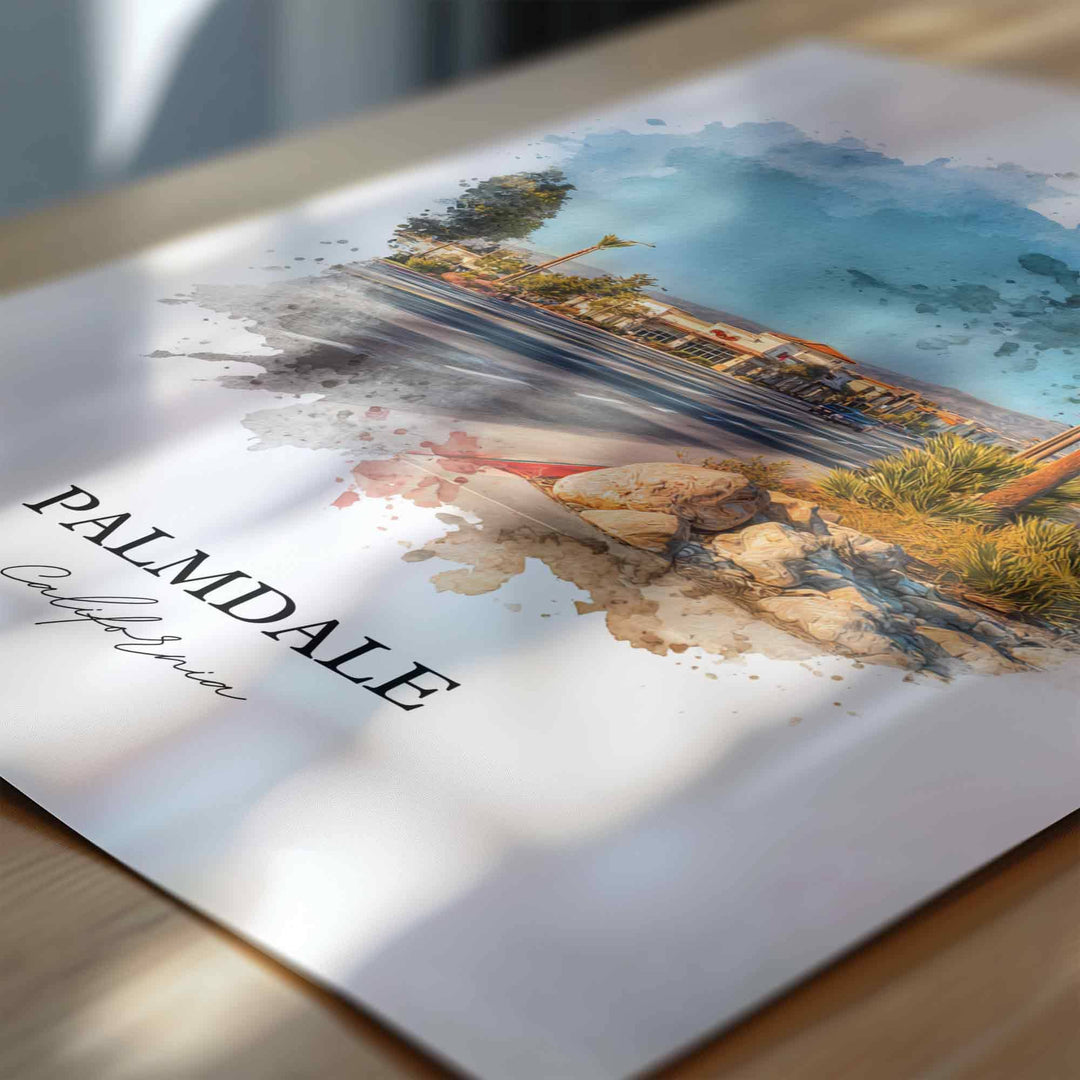 Palmdale, California Wall Art, Palmdale Print, California Watercolor Art, Los Angeles Gift, Travel Print, Travel Poster, Housewarming Gift