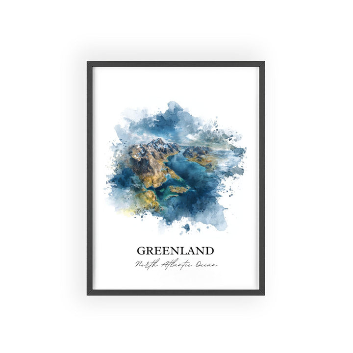 Greenland Wall Art, Greenland Print, Greenland Watercolor Art, Greenland Gift, Travel Print, Travel Poster, Housewarming Gift