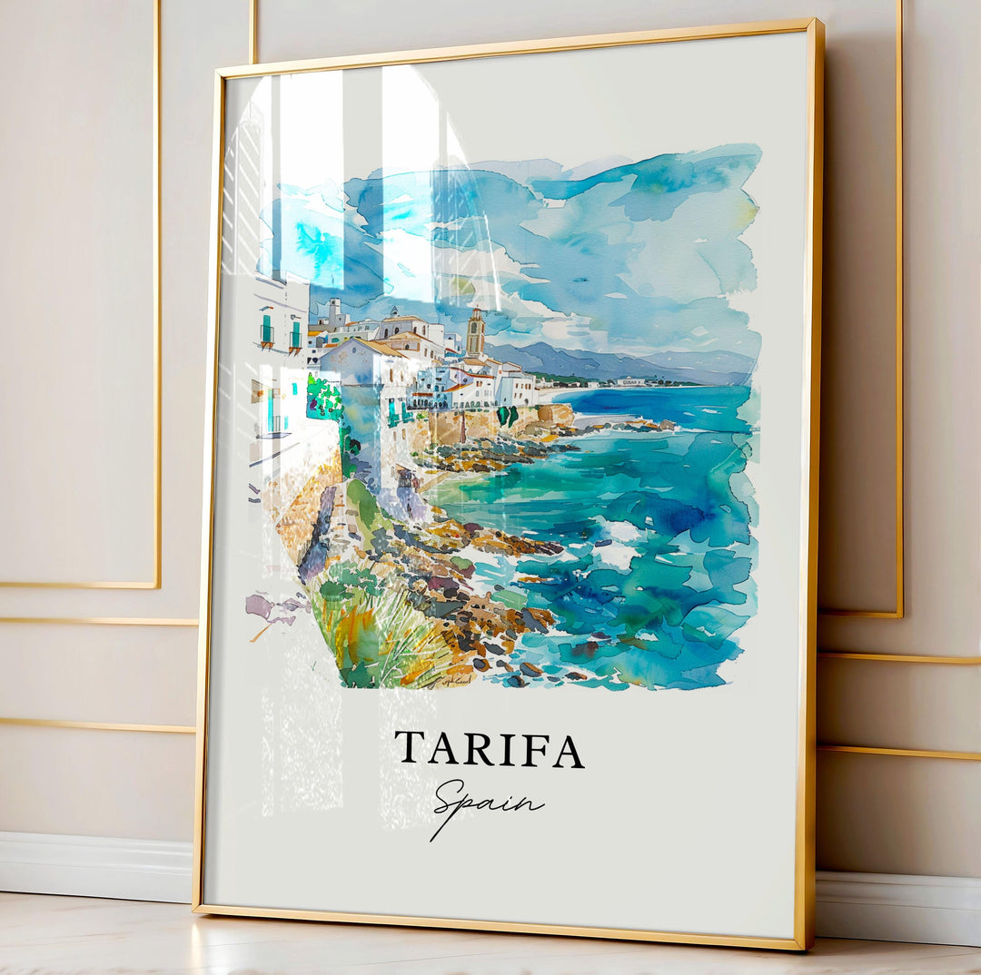 Tarifa Spain Wall Art, Tarifa Print, Cádiz Watercolor Art, Andalusia Spain Gift,