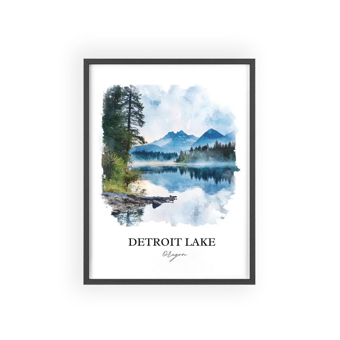 Detroit Lake, Oregon, USA – Watercolor Art Print