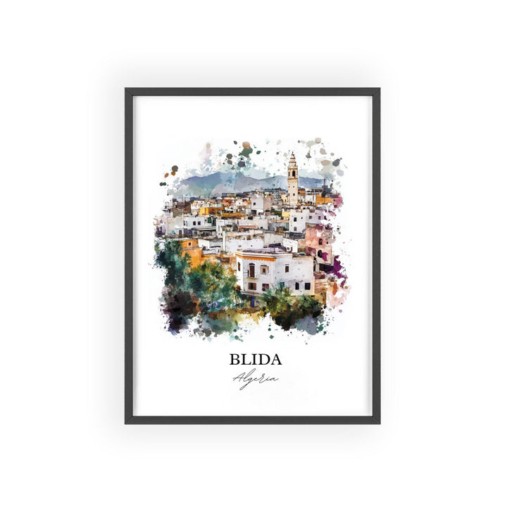 Blida Algeria Wall Art, Algiers Print, Algeria Watercolor Art, Blida Algeria Gift, Travel Print, Travel Poster, Housewarming Gift