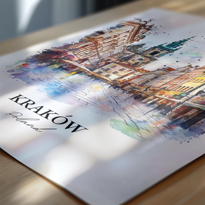 Kraków Wall Art, Kraków Poland Print, Poland Watercolor Art, Kraków Poland Gift, Travel Print, Travel Poster, Housewarming Gift