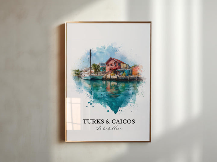 Turks and Caicos Wall Art, Turks and Caicos Print, Caribbean Watercolor Art, Caribbean Gift, Travel Print, Travel Poster, Housewarming Gift