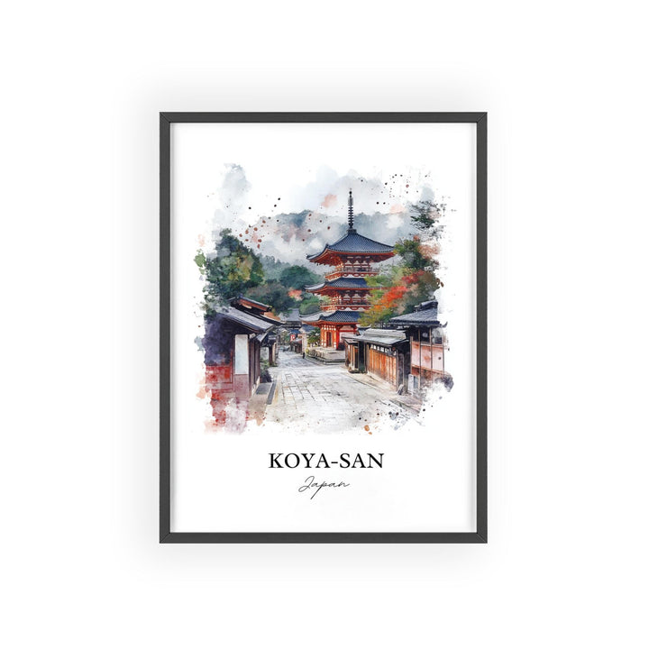 Koya-San Wall Art, Mount Koya Print, Japan Watercolor Art, Koya-San Japan Gift, Travel Print, Travel Poster, Housewarming Gift