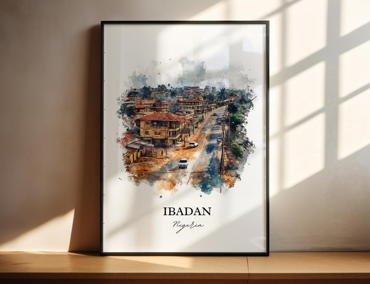Ibadan Nigeria Wall Art, Ibadan Print, Nigeria Watercolor Art, Ibadan Nigeria Gift, Travel Print, Travel Poster, Housewarming Gift