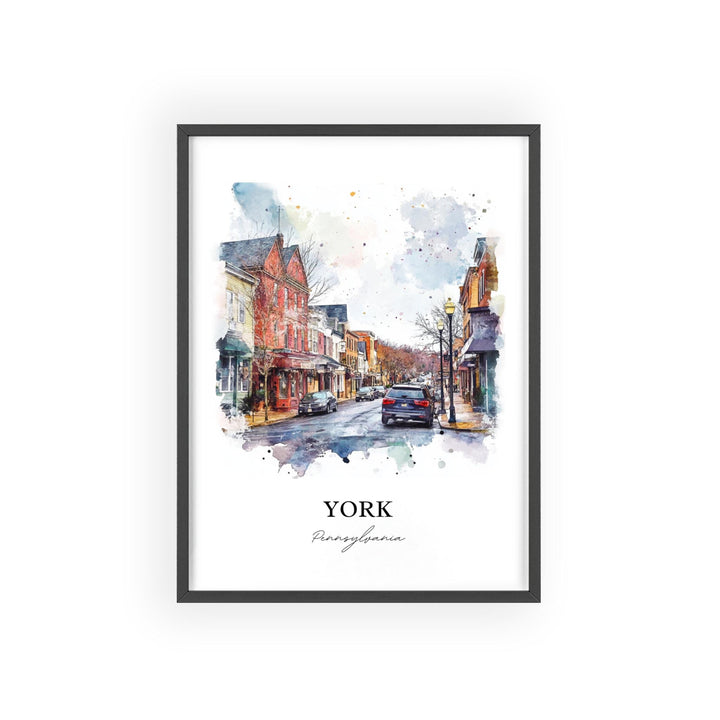 York, Pennsylvania, USA – Watercolor Art Print