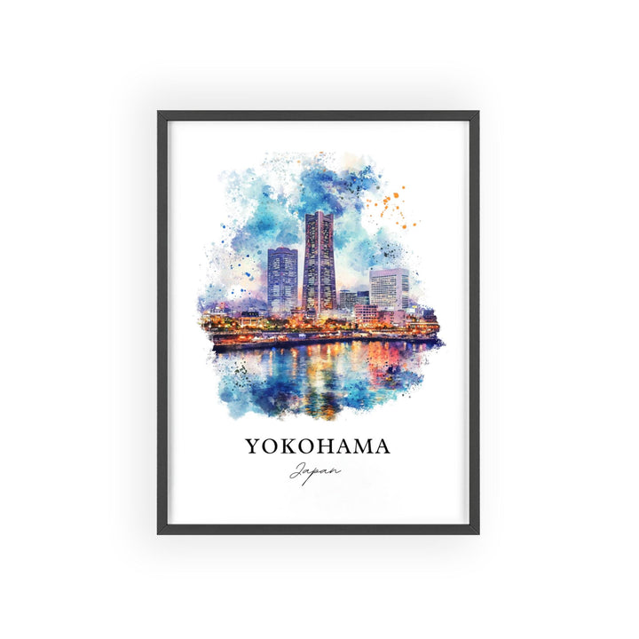Yokohama Wall Art, Yokohama Skyline Print, Japan Watercolor Art, Yokohama Japan Gift, Travel Print, Travel Poster, Housewarming Gift