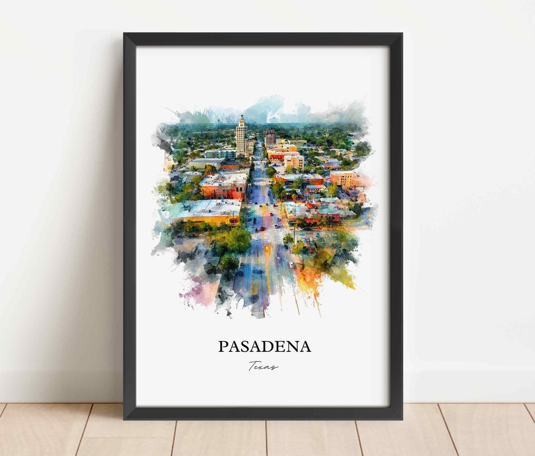 Pasadena, Texas – Watercolor Art Print