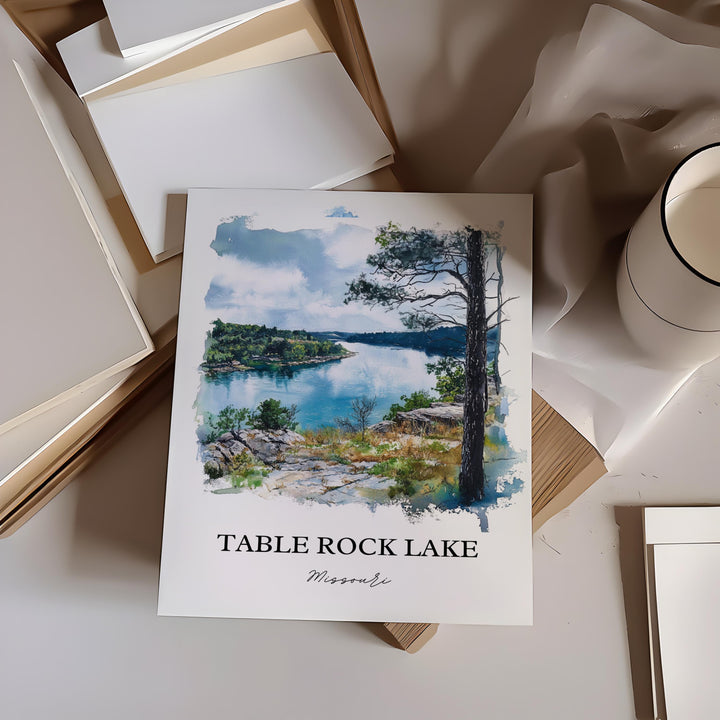Table Rock Lake Wall Art, Ozarks Print, Lake of the Ozarks Watercolor, Table Rock Lake Gift, Travel Print, Travel Poster, Housewarming Gift
