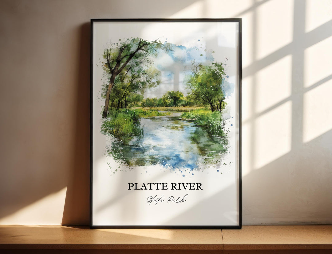 Platte River State Park Art, Platte County Print, Nebraska Watercolor, Platte River NE Gift, Travel Print, Travel Poster, Housewarming Gift