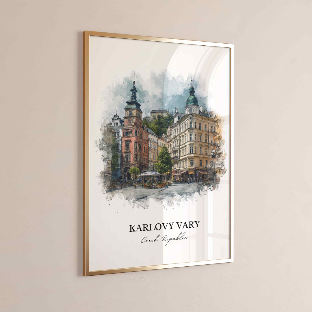 Karlovy Vary, Czech Republic – Watercolor Art Print