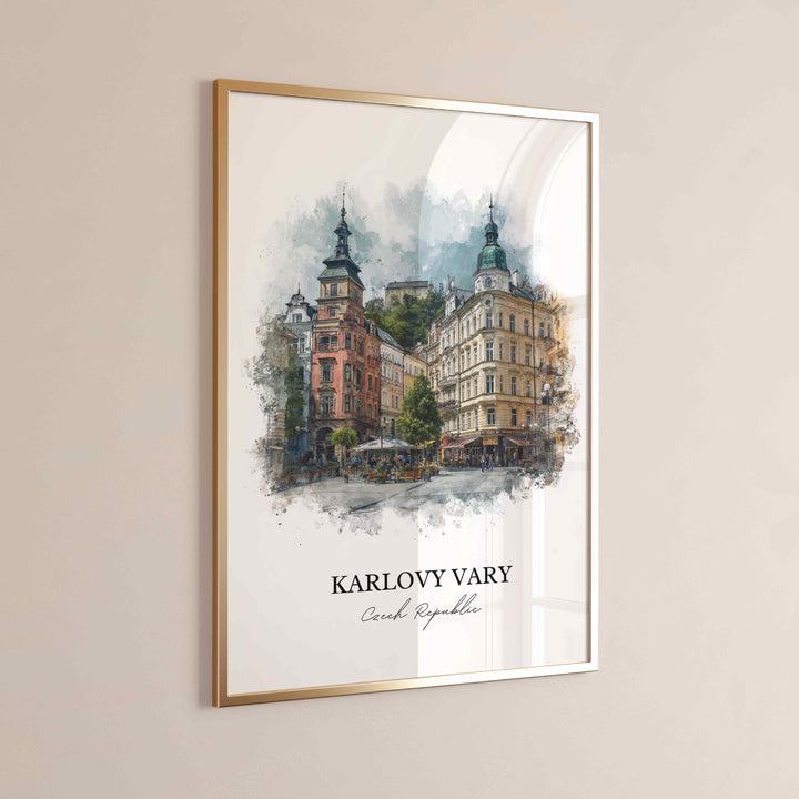 Karlovy Vary, Czech Republic – Watercolor Art Print