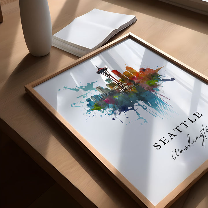 Seattle Washington wall art - Washington, Seattle poster, Seattle Skyline Wedding gift, Birthday present, Custom Text, Personalized Gift