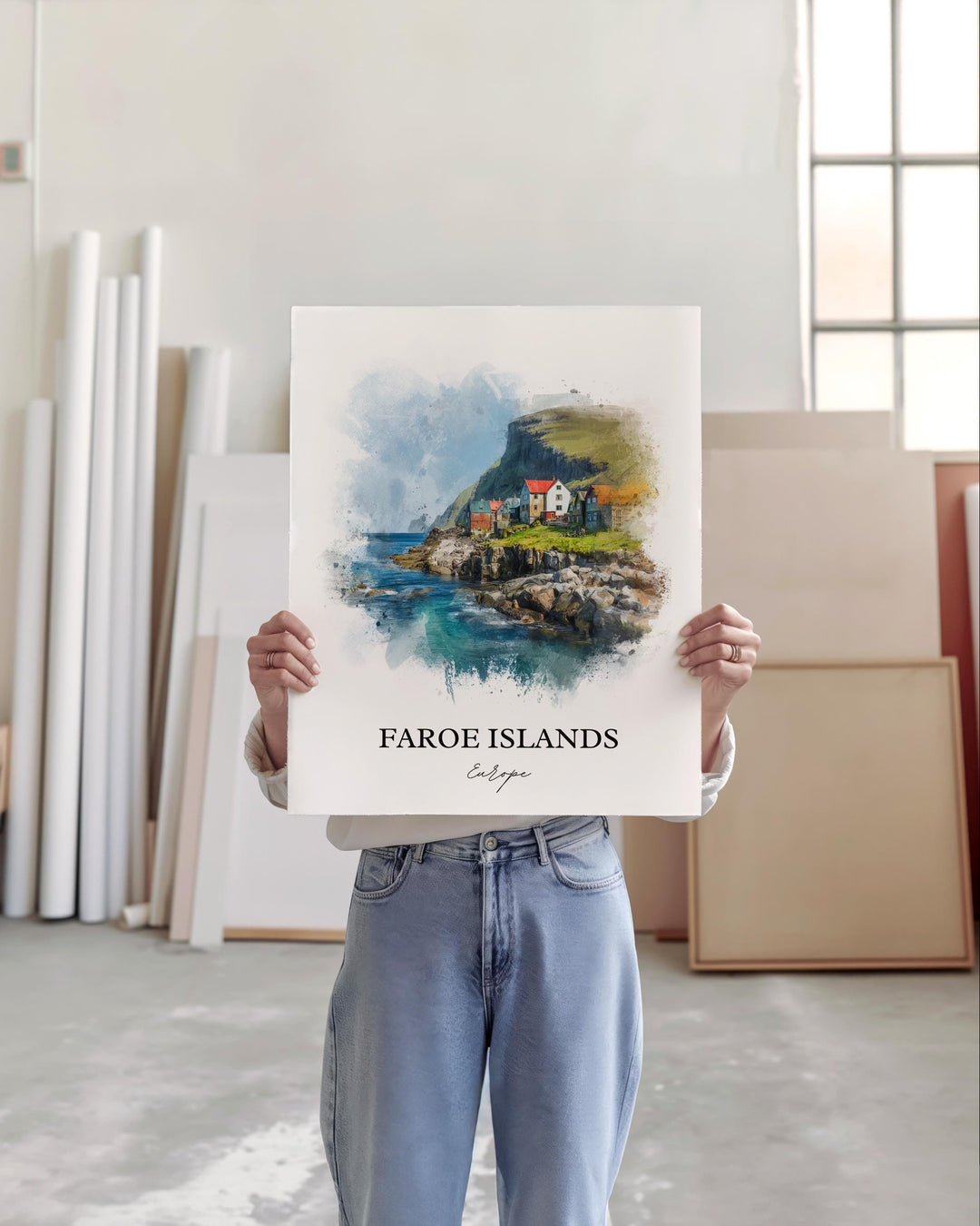 Faroe Islands Wall Art, Denmark Print, Faroe Islands Watercolor Art, Faroe Islands Gift, Travel Print, Travel Poster, Housewarming Gift
