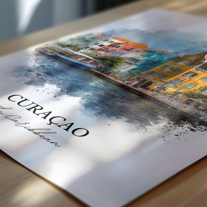 Curaçao Wall Art, Curaçao Print, Curaçao Watercolor, Curaçao Island Gift, Travel Print, Travel Poster, Housewarming Gift