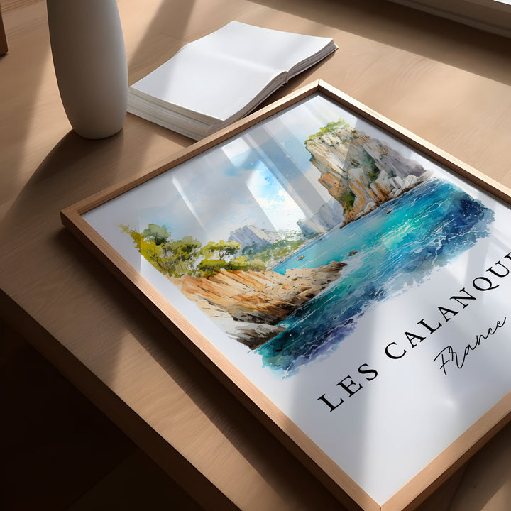 Les Calanques France wall art - Marseille France, Calanques poster print, Wedding gift, Birthday present, Custom Text, Perfect Gift