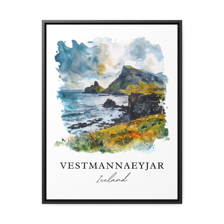 Vestmannaeyjar Wall Art, Iceland Print, Vestmannaeyjar Watercolor, Heimaey Iceland Gift,