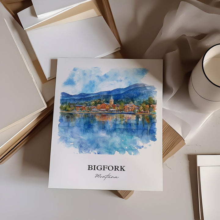 Bigfork, Montana, USA – Watercolor Art Print