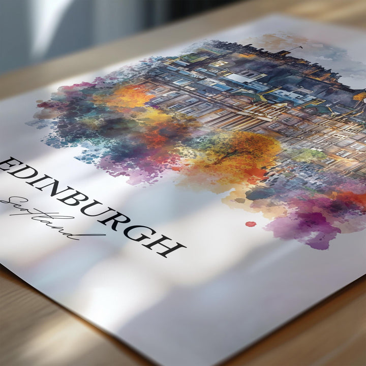 Edinburgh Wall Art, Edinburgh Print, Scotland Watercolor Art, Edinburgh Scotland Gift, Travel Print, Travel Poster, Housewarming Gift