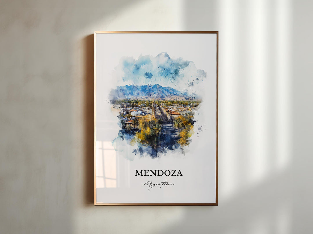 Mendoza Argentina Wall Art, Mendoza Print, Argentina Watercolor Art, Mendoza Gift, Travel Print, Travel Poster, Housewarming Gift