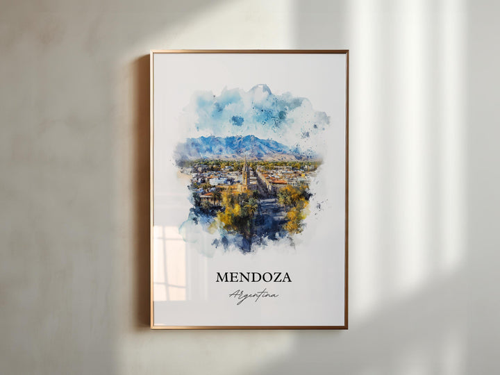 Mendoza Argentina Wall Art, Mendoza Print, Argentina Watercolor Art, Mendoza Gift, Travel Print, Travel Poster, Housewarming Gift