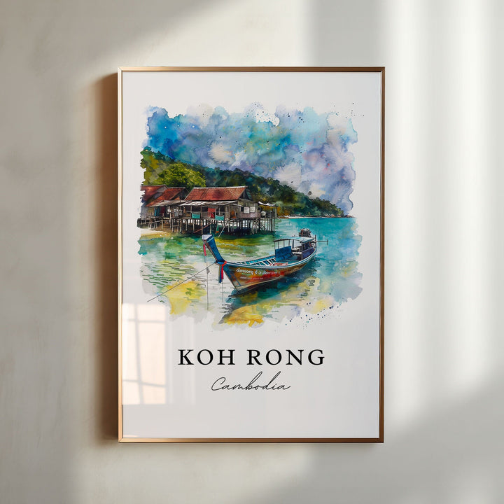 Koh Rong Wall Art, Koh Rong Print, Cambodia Watercolor Art, Koh Rong Cambodia Gift,