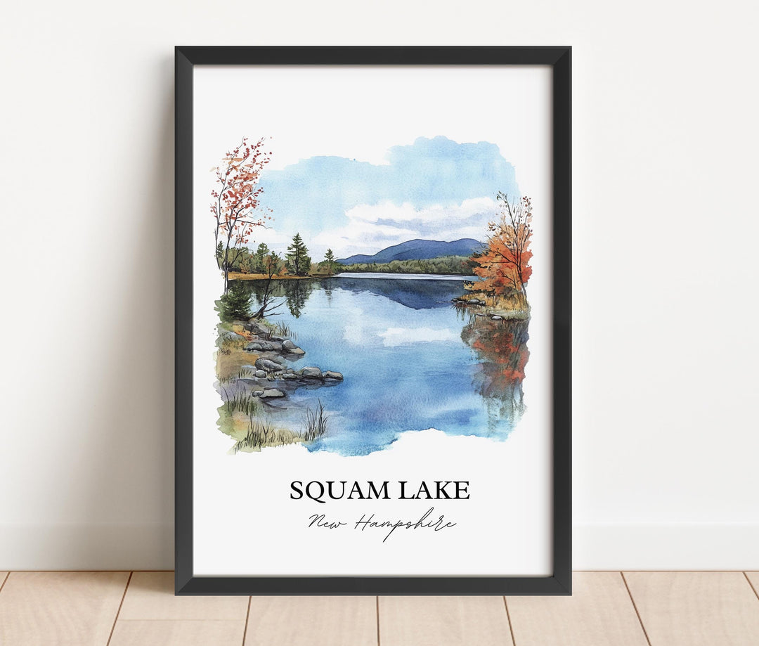 Squam Lake NH Art, New Hampshire Print, White Mountains Watercolor Art, Squam Lake Gift, Travel Print, Travel Poster, Housewarming Gift