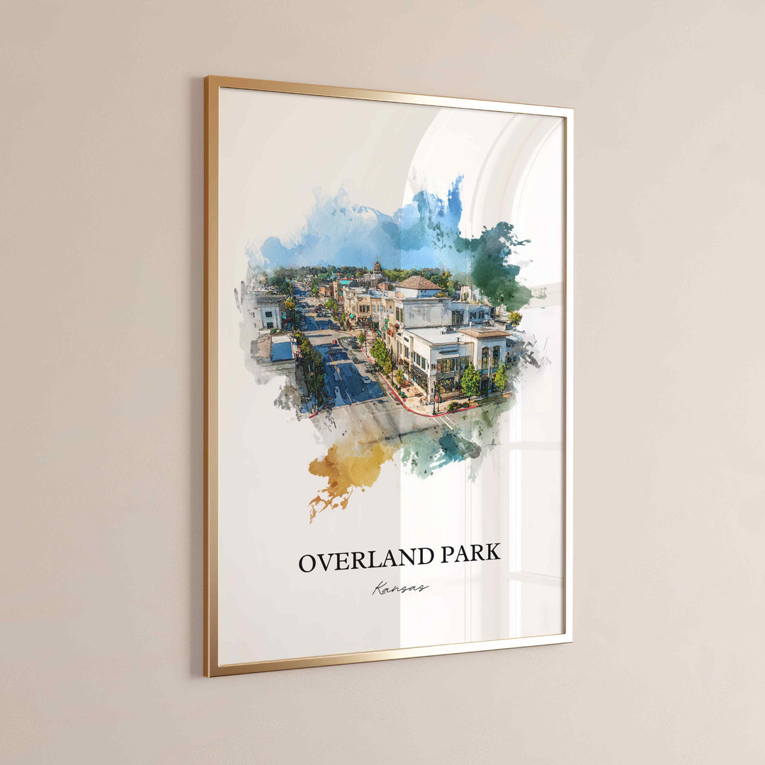 Overland Park, Kansas Wall Art, Kansas Print, Overland Park Watercolor Art, Johnson County Gift, Travel Print, Travel Poster, Housewarming Gift