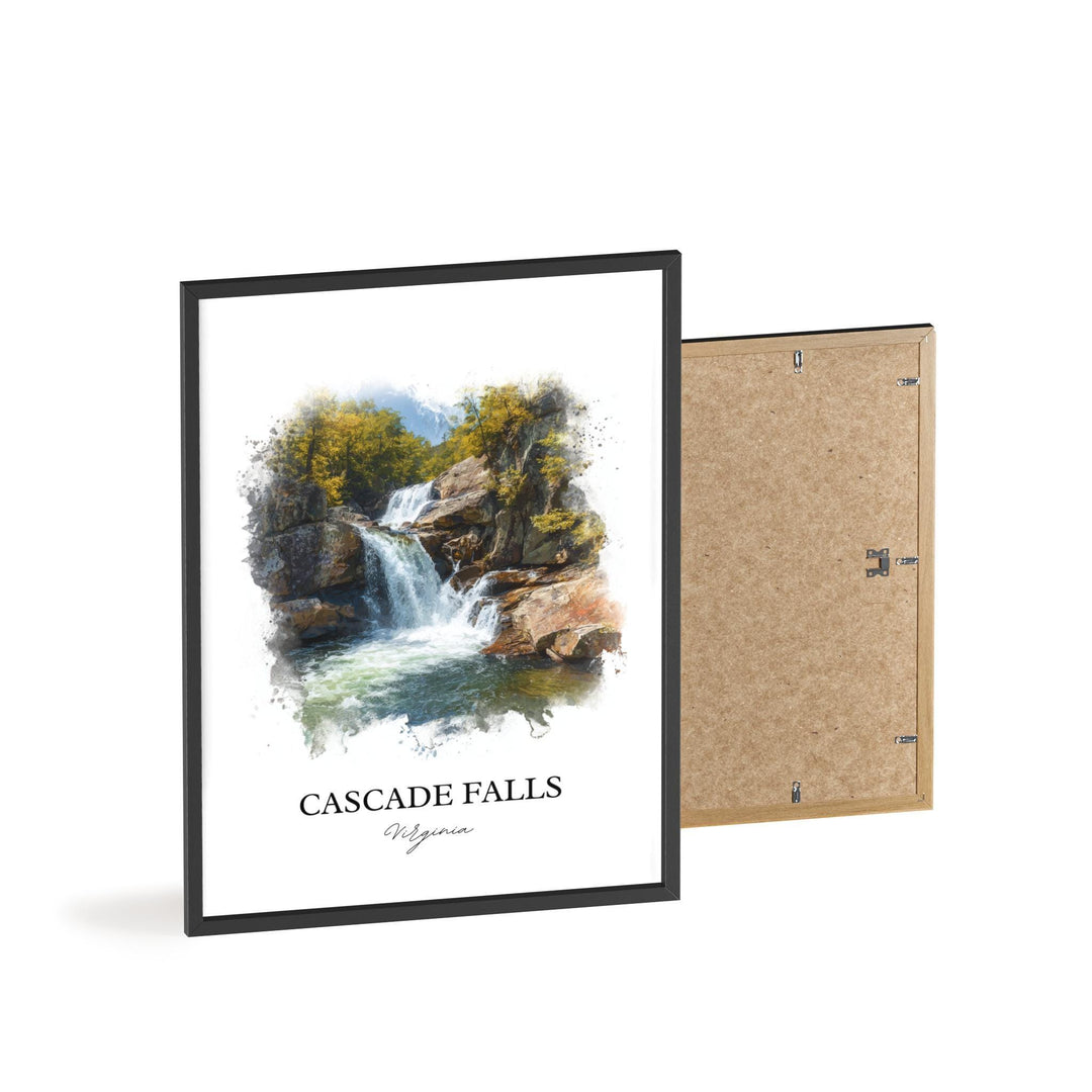 Cascade Falls Wall Art, Cascade Falls Print, Virginia Watercolor Art, Cascade Falls VA Gift, Travel Print, Travel Poster, Housewarming Gift