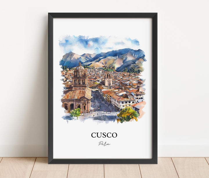 Cusco Peru Wall Art, Cusco Peru Print, Peru Watercolor Art, Cusco Peru Gift, Travel Print, Travel Poster, Housewarming Gift