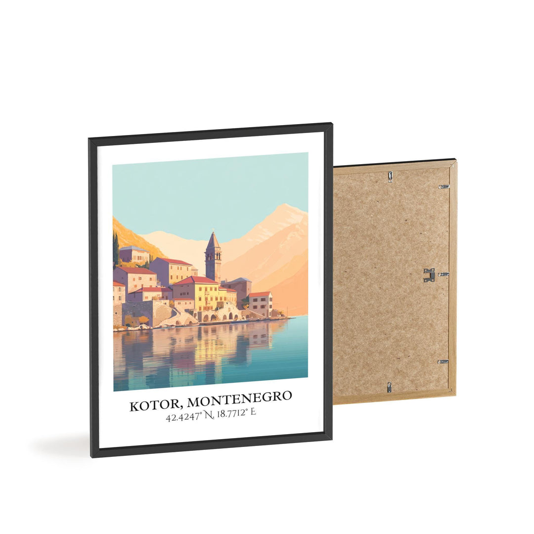 Kotor Art, Kotor Retro Travel Art, Kotor Montenegro Home Decor, Montenegro Gift, Balkans Travel Art, Travel Prints, Housewarming Gift