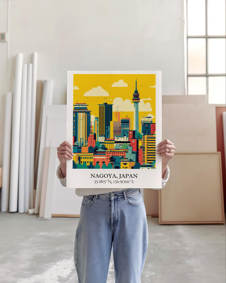 Nagoya Japan Art, Nagoya Retro Travel Art, Nagoya Home Decor, Nagoya Japan Gift, Japan Travel Art, Travel Prints, Housewarming Gift