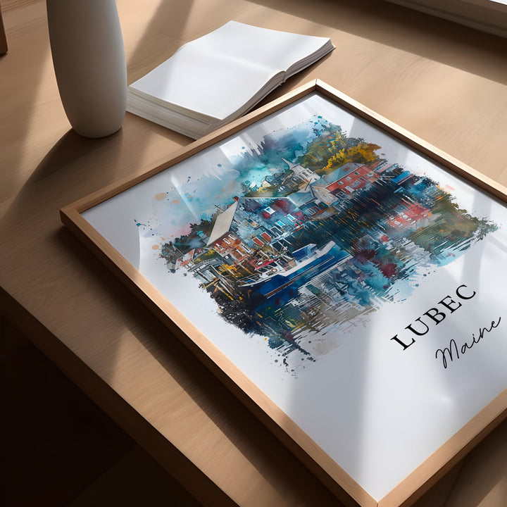 Lubec Maine Wall Art, Washington County ME Print, Lubec Watercolor Art, Lubec Maine  Gift,