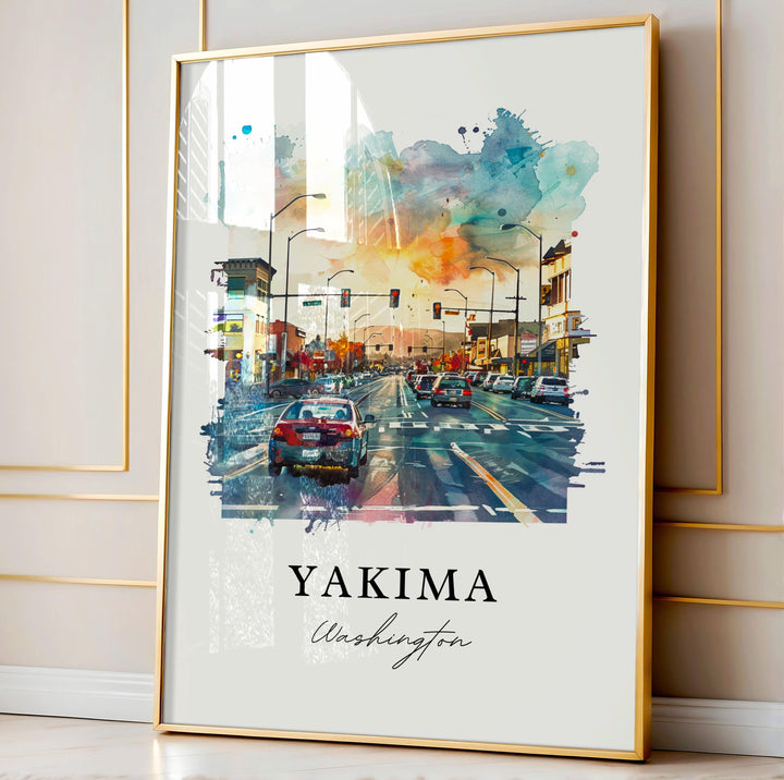 Yakima WA Wall Art, Yakima Print, Yakima Valley Watercolor Art, Yakima Washington Gift,