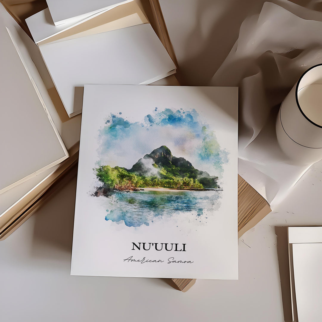 Nu'uuli Wall Art, Tutuila Island Print, American Samoa Watercolor Art, Nu'uuli Gift, Travel Print, Travel Poster, Housewarming Gift