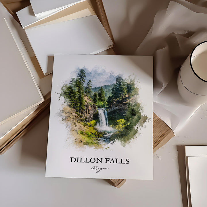 Dillon Falls Wall Art, Dillon Falls Print, Oregon Artwork, Deschutes National Forest Gift, Travel Print, Travel Poster, Housewarming Gift