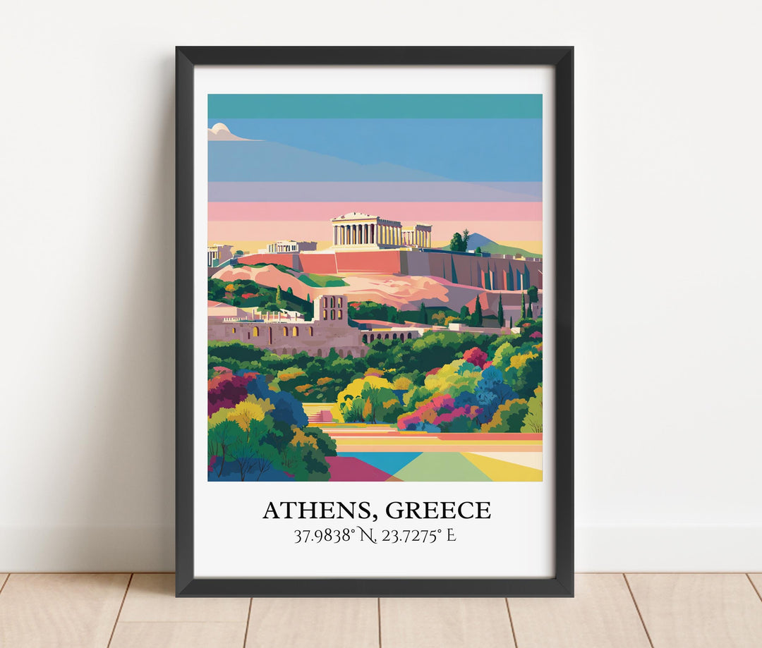 Athens Greece Art, Athens Retro Travel Art, Athens Greece Home Decor, Greece Gift, Greece Travel Art, Travel Prints, Housewarming Gift