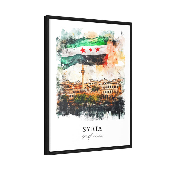 Syria Wall Art, Syria New Flag Print, Damascus Watercolor Art, Syria Country Gift,