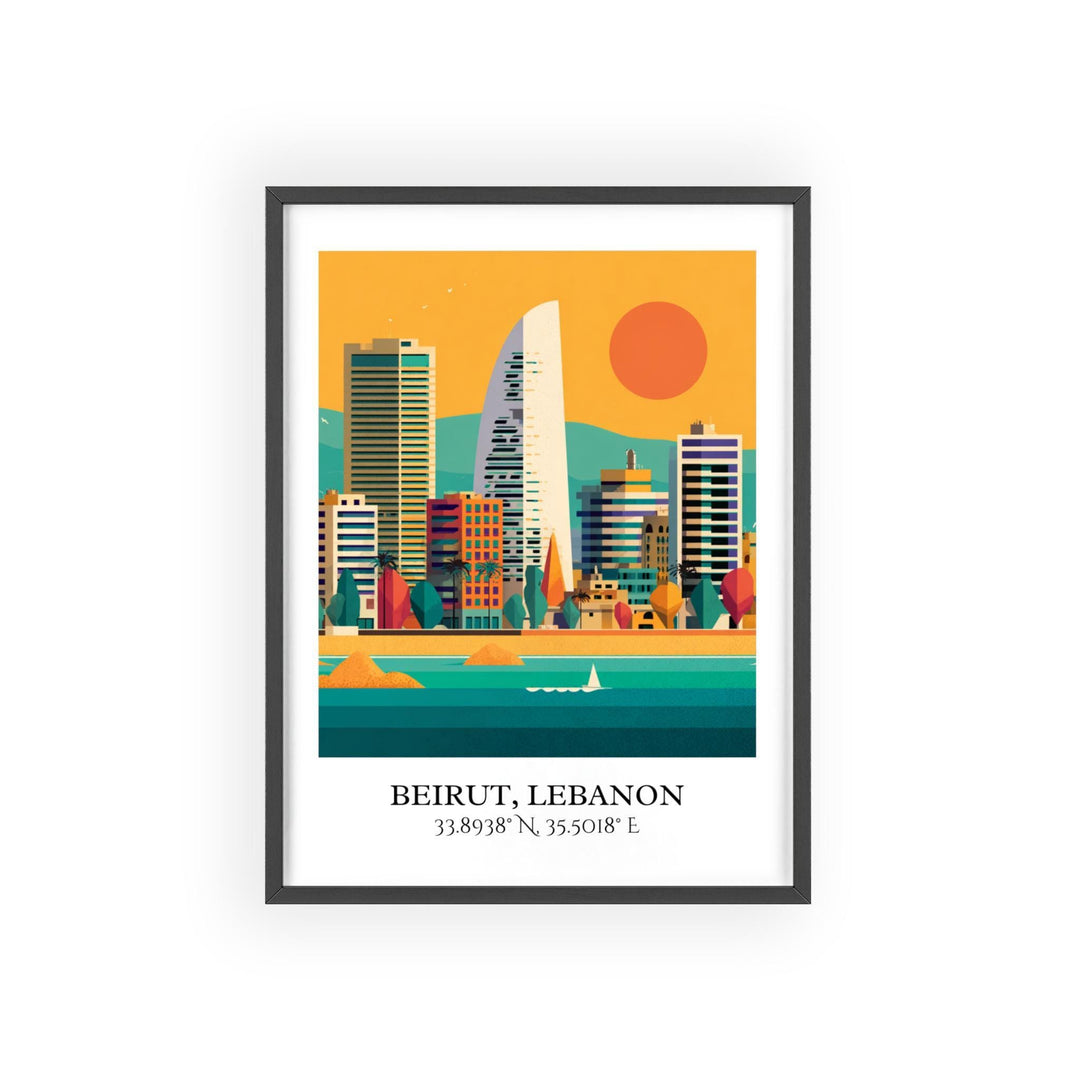 Beirut Lebanon Art, Lebanon Retro Travel Art, Beirut Home Decor, Beirut Gift, Beirut Lebanon Travel Art, Travel Prints, Housewarming Gift