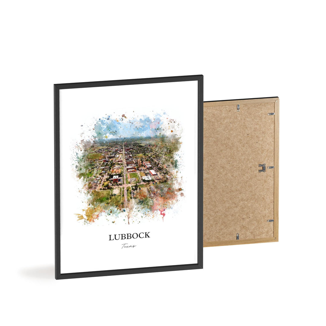 Lubbock, Texas – Watercolor Art Print