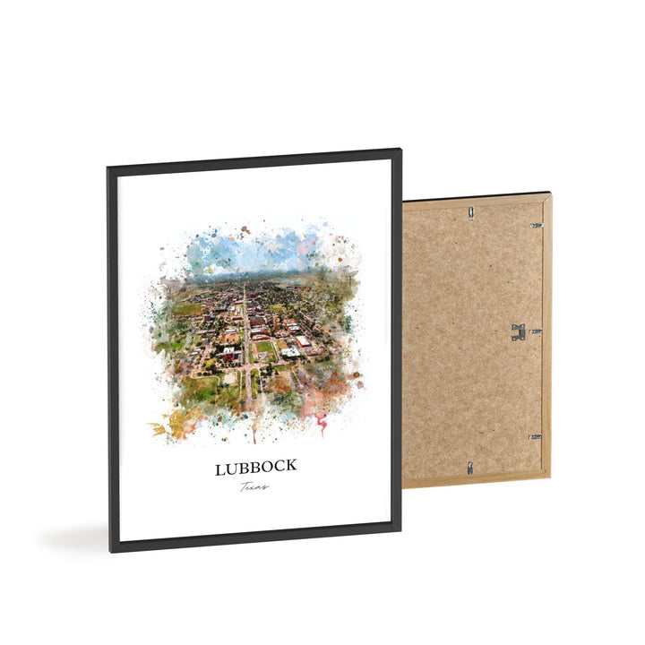 Lubbock, Texas – Watercolor Art Print