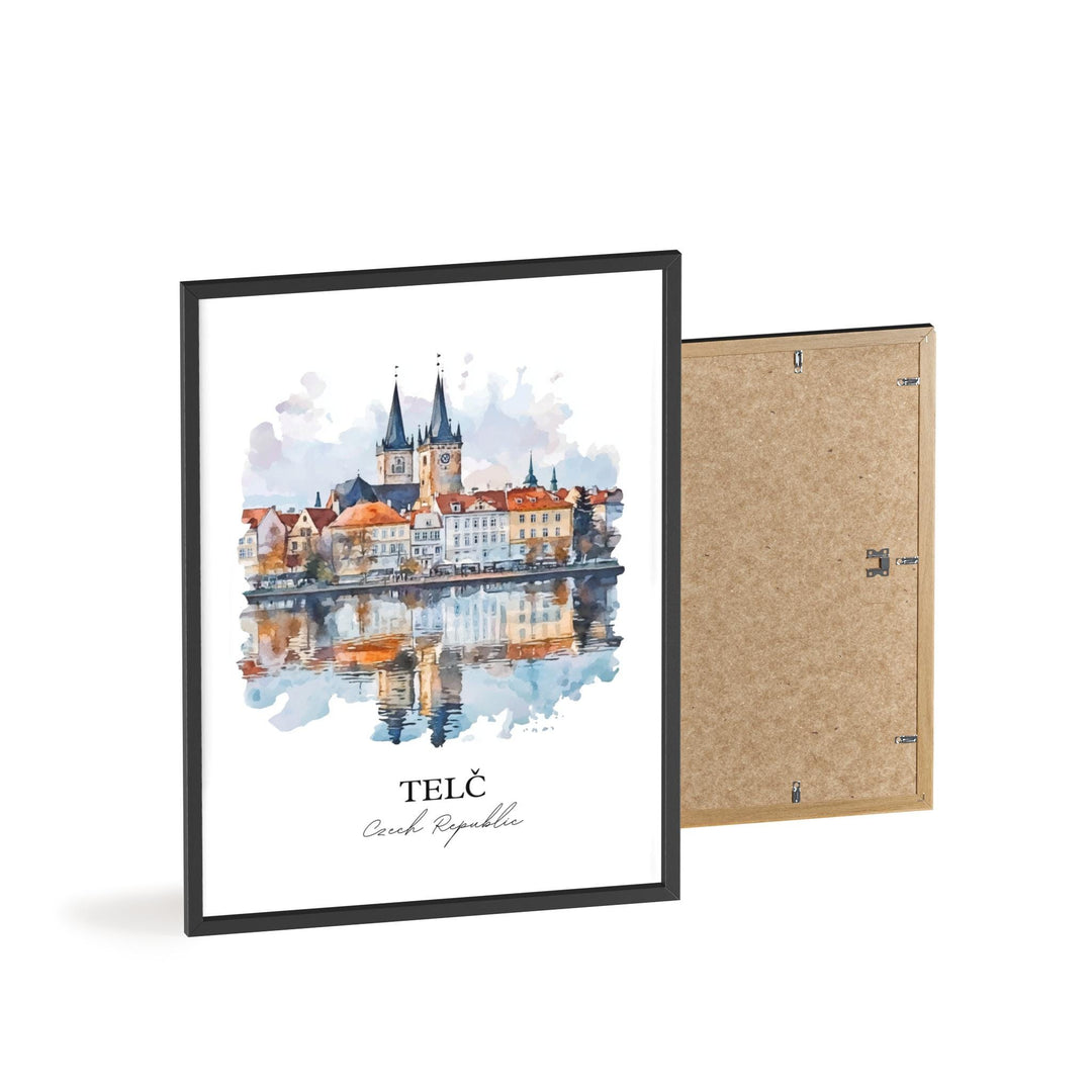 Telc Wall Art, Vysocina Region Print, Czech Republic Watercolor, Telc Czech Republic Gift, Travel Print, Travel Poster, Housewarming Gift