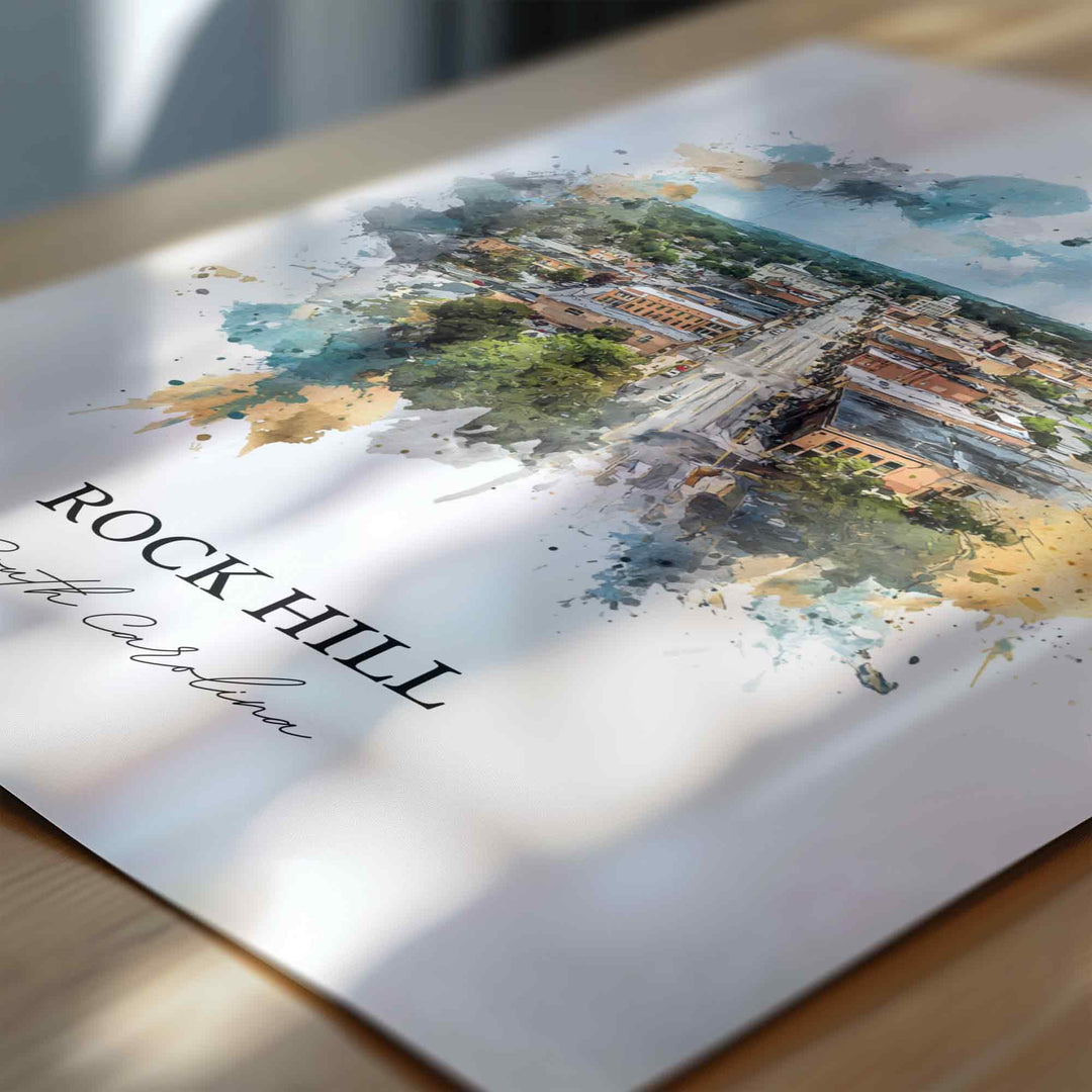 Rock Hill, South Carolina – Watercolor Art Print