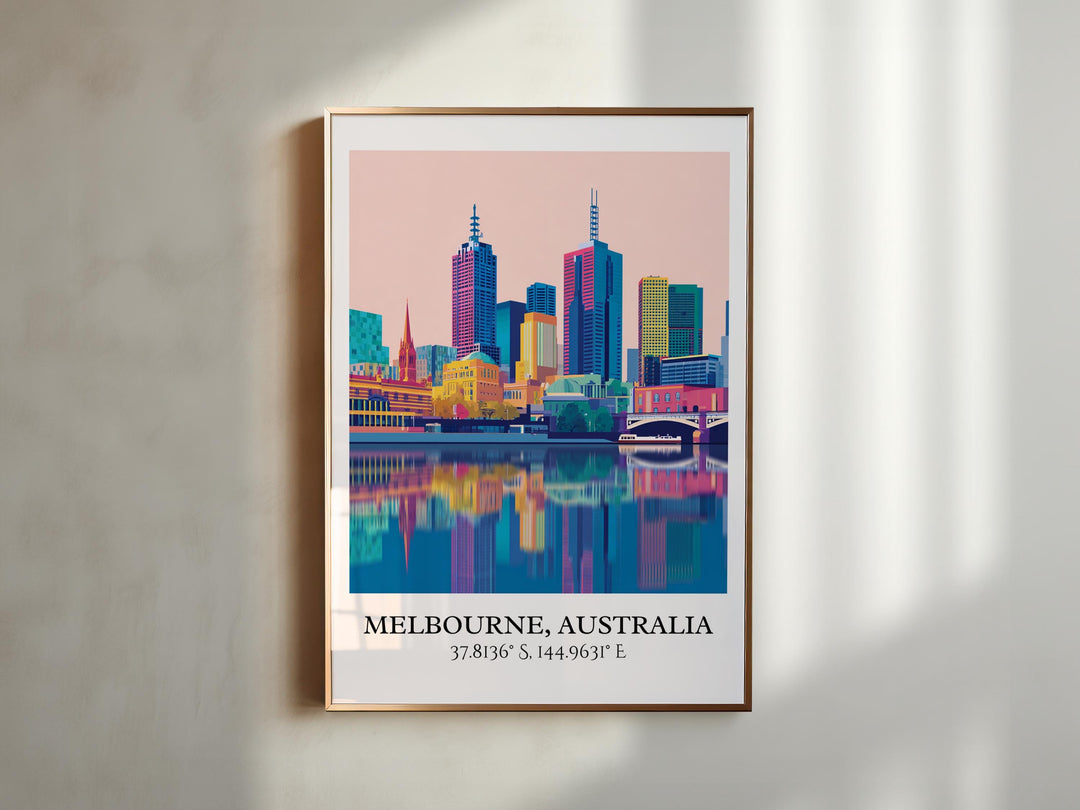Melbourne Art, Melbourne Retro Travel Art, Melbourne Home Decor, Melbourne Gift, Australia Travel Art, Travel Prints, Housewarming Gift