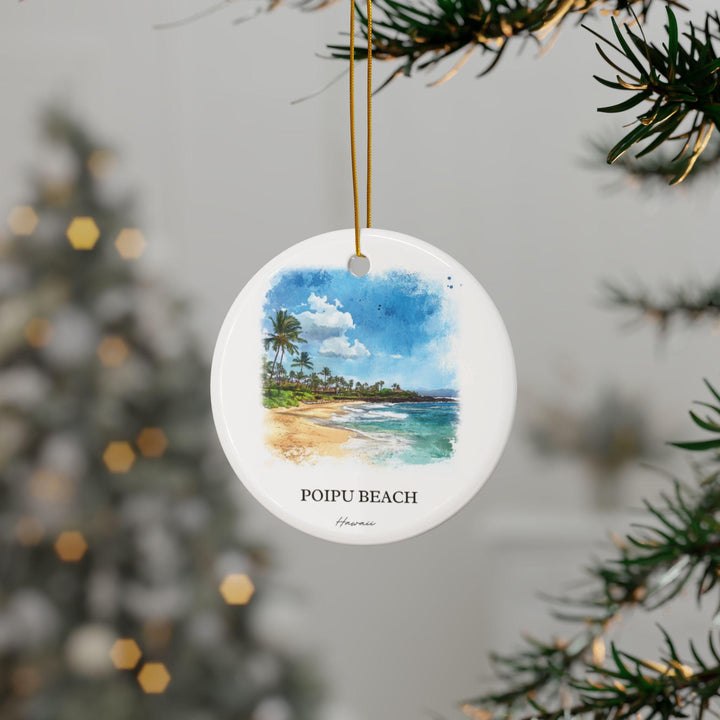 Poipu Beach Ornament: Unique Kauai Souvenir, Kauai Xmas Decor, and Authentic Poipu Beach Gift