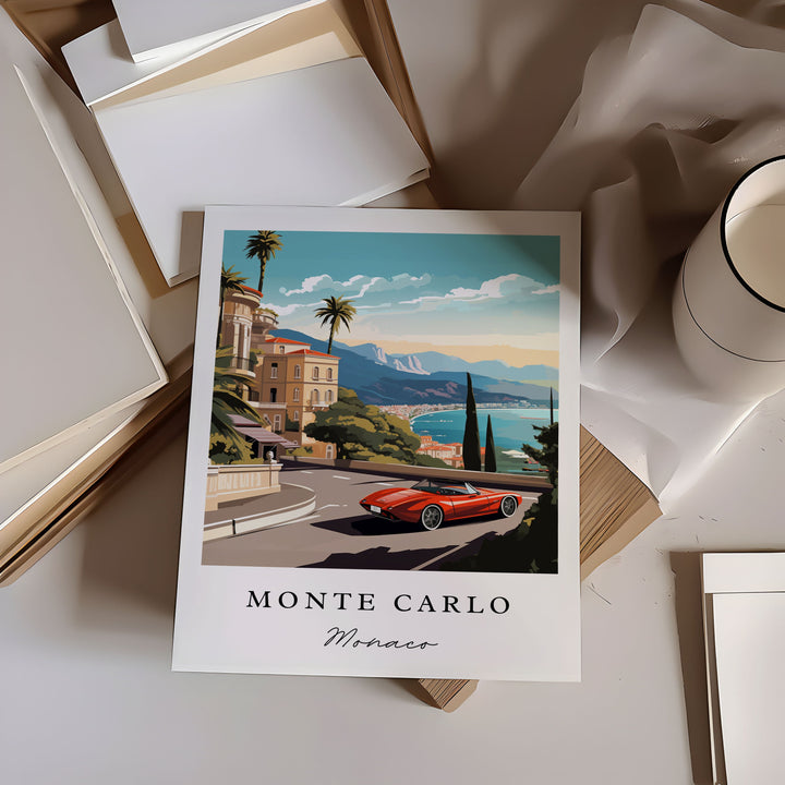 Monte Carlo France wall art - South of France, Monte Carlo poster, Monte Carlo gift, Birthday present, Custom Text, Personalised Gift